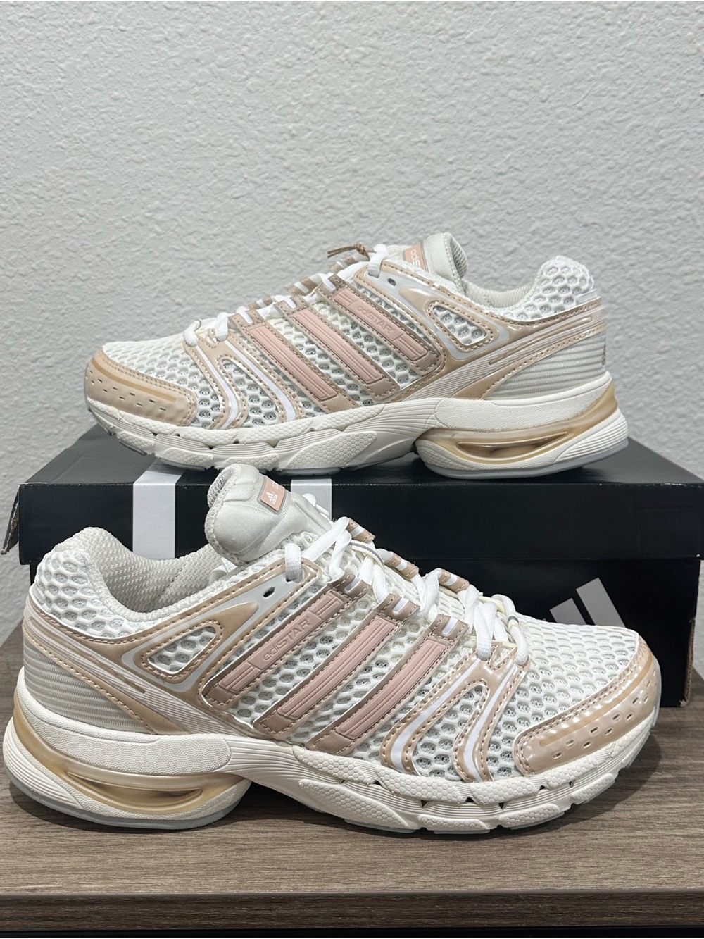 Adidas adistar control Women’s White Sneakers with Blush & Tan Accents